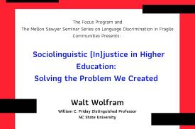 Walt Wolfram talk Feb 13 6pm